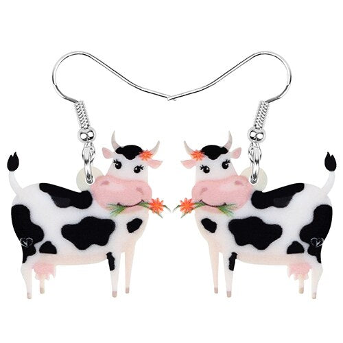 Acrylic Dairy Cattle Cow Earrings jewelry For Women Girls Teens Kids - Gift Accessories - myfunfarm