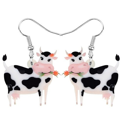 Acrylic Dairy Cattle Cow Earrings jewelry For Women Girls Teens Kids - Gift Accessories - myfunfarm