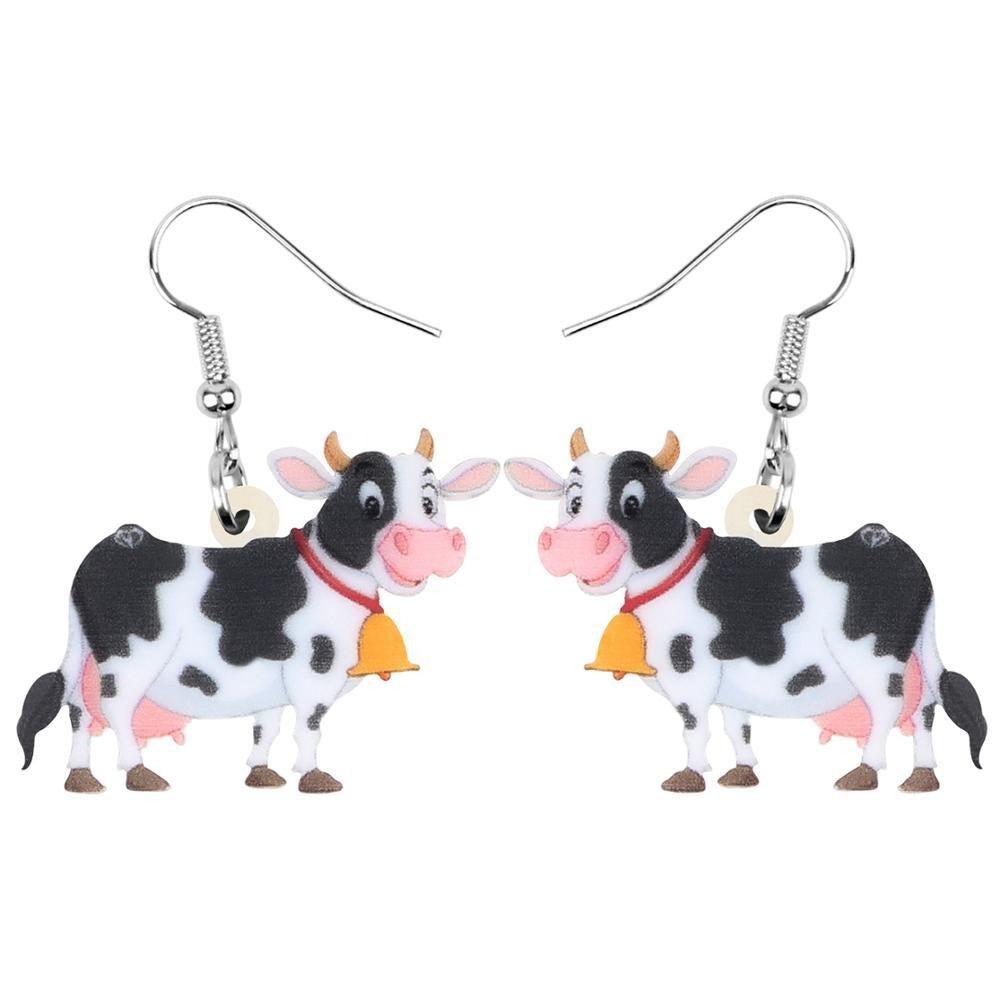 Acrylic Dairy Cattle Cow Earrings jewelry For Women Girls Teens Kids - Gift Accessories - myfunfarm