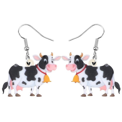 Acrylic Dairy Cattle Cow Earrings jewelry For Women Girls Teens Kids - Gift Accessories - myfunfarm