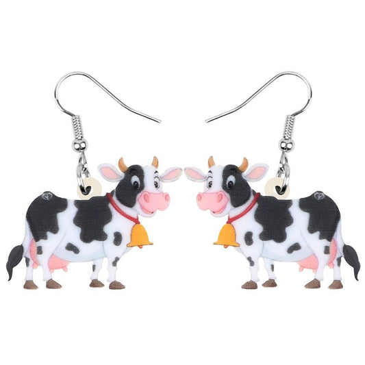Acrylic Dairy Cattle Cow Earrings jewelry For Women Girls Teens Kids - Gift Accessories - myfunfarm