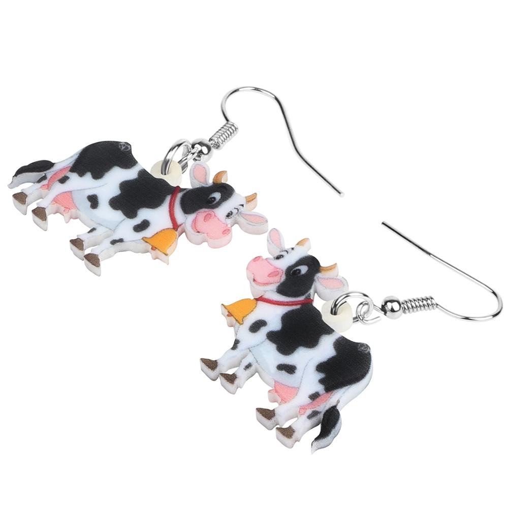 Acrylic Dairy Cattle Cow Earrings jewelry For Women Girls Teens Kids - Gift Accessories - myfunfarm