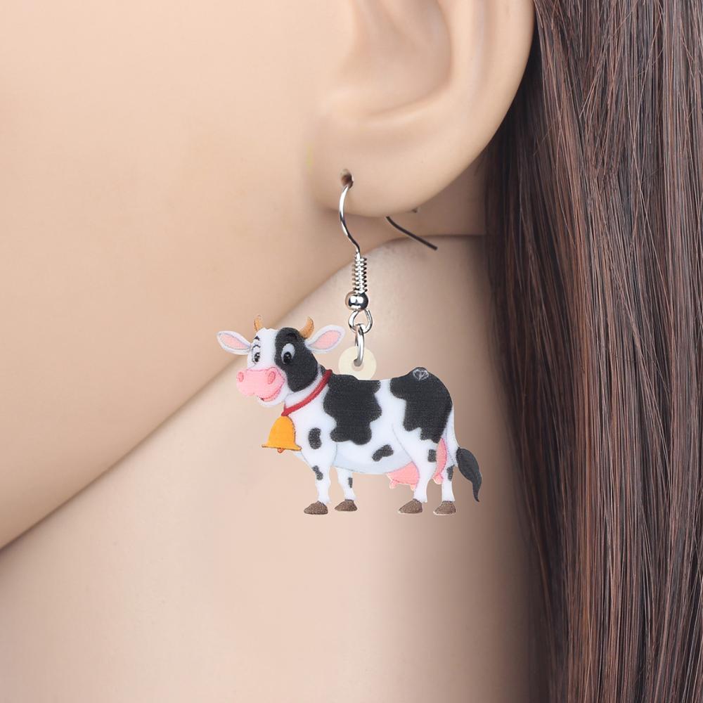 Acrylic Dairy Cattle Cow Earrings jewelry For Women Girls Teens Kids - Gift Accessories - myfunfarm