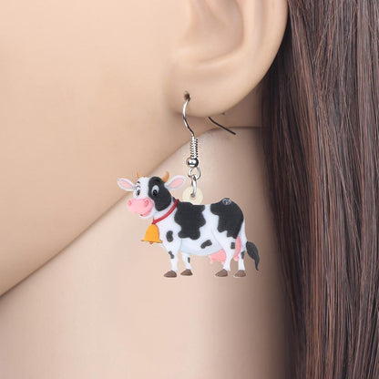 Acrylic Dairy Cattle Cow Earrings jewelry For Women Girls Teens Kids - Gift Accessories - myfunfarm