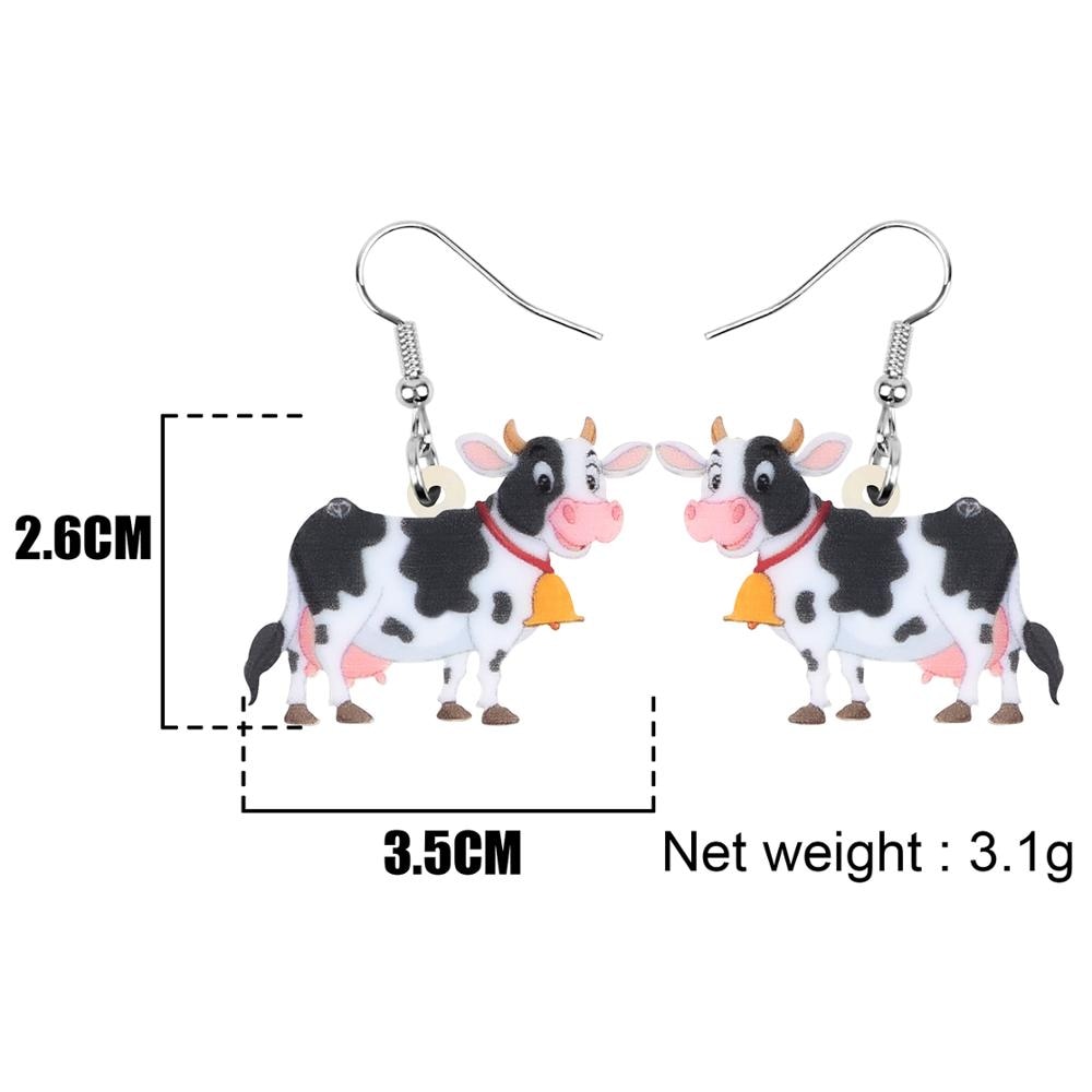 Acrylic Dairy Cattle Cow Earrings jewelry For Women Girls Teens Kids - Gift Accessories - myfunfarm