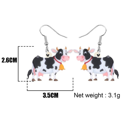 Acrylic Dairy Cattle Cow Earrings jewelry For Women Girls Teens Kids - Gift Accessories - myfunfarm