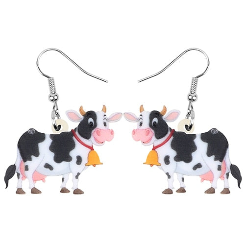 Acrylic Dairy Cattle Cow Earrings jewelry For Women Girls Teens Kids - Gift Accessories - myfunfarm