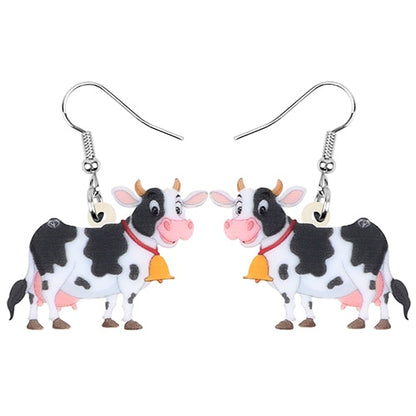 Acrylic Dairy Cattle Cow Earrings jewelry For Women Girls Teens Kids - Gift Accessories - myfunfarm