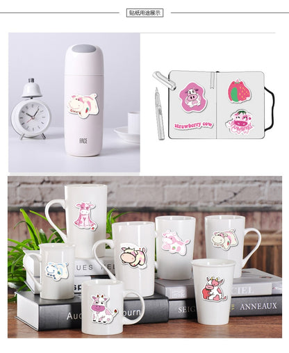 50PCS Cartoon Pink Cute Cow Stickers - myfunfarm