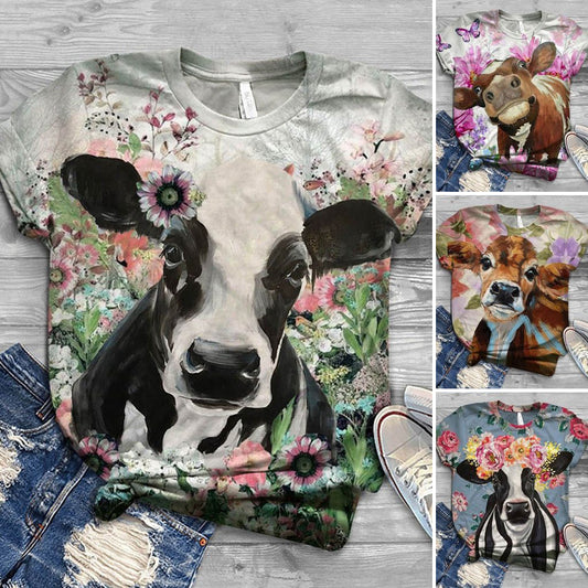 Oversized T-shirt Women  3D Cow Printed - myfunfarm