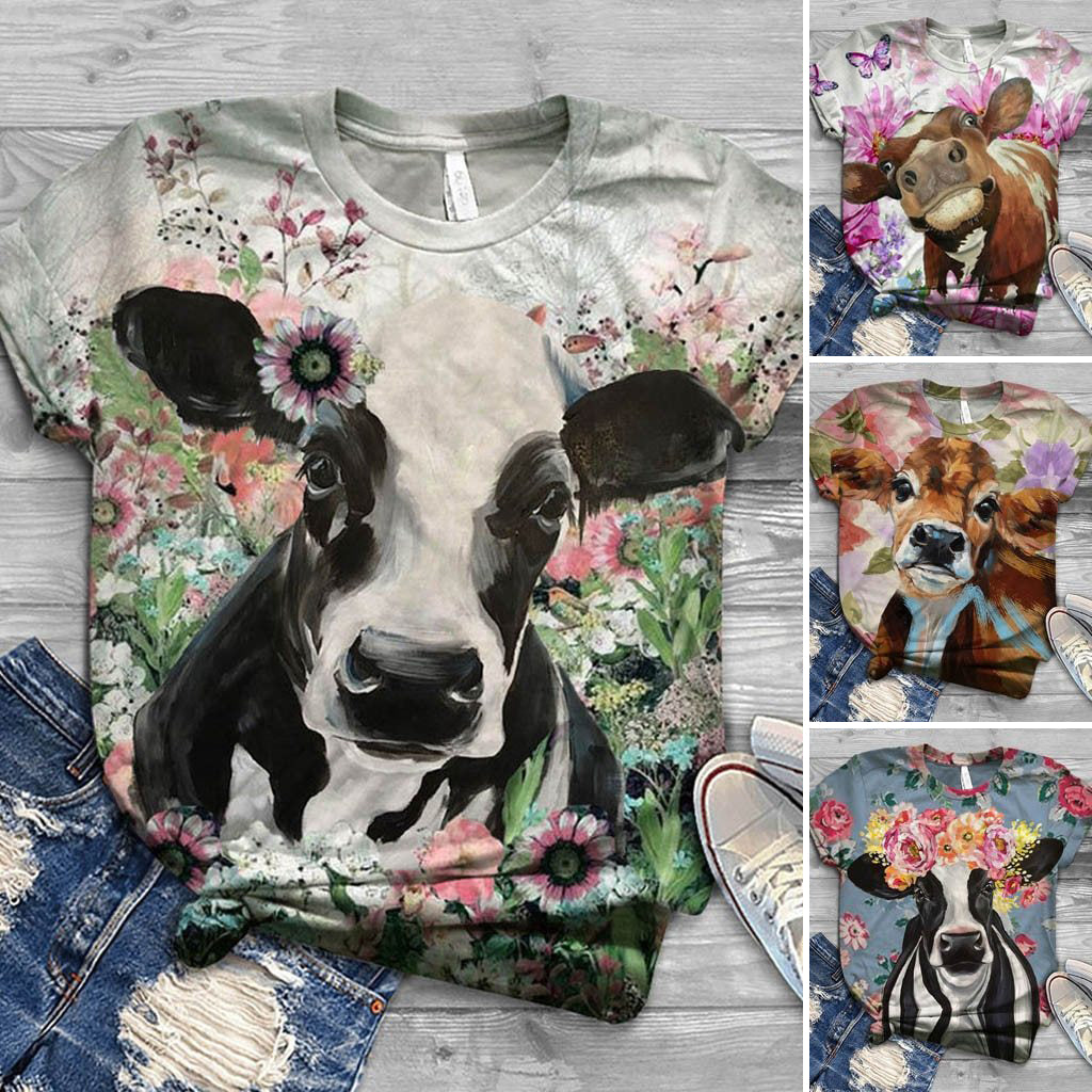 Oversized T-shirt Women 3D Cow Printed – myfunfarm