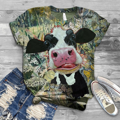 Oversized T-shirt Women  3D Cow Printed - myfunfarm