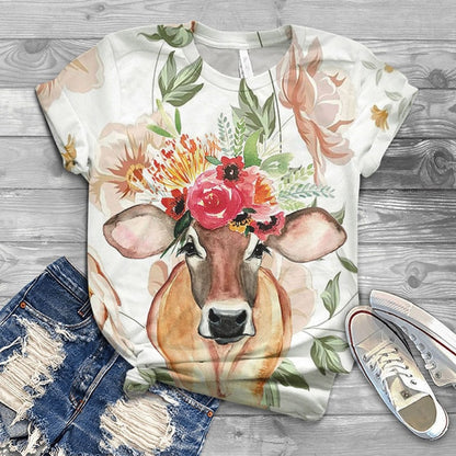 Oversized T-shirt Women  3D Cow Printed - myfunfarm