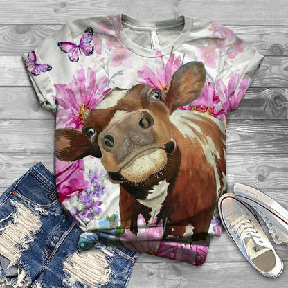 Oversized T-shirt Women  3D Cow Printed - myfunfarm