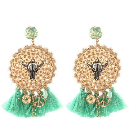 Vintage Bull Earrings Fashion Boho Oorbellen Tassel Long Earrings For Women - myfunfarm