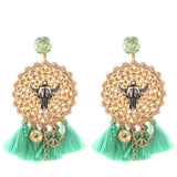 Vintage Bull Earrings Fashion Boho Oorbellen Tassel Long Earrings For Women