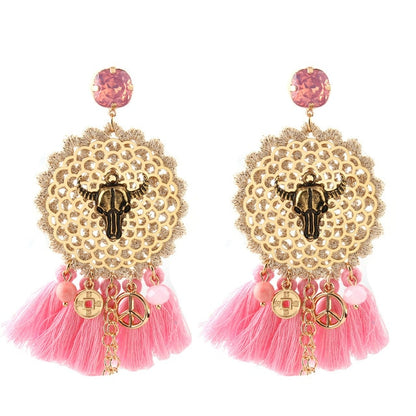 Vintage Bull Earrings Fashion Boho Oorbellen Tassel Long Earrings For Women - myfunfarm