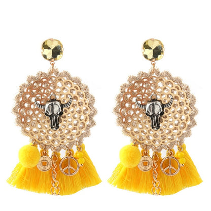 Vintage Bull Earrings Fashion Boho Oorbellen Tassel Long Earrings For Women - myfunfarm