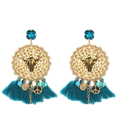 Vintage Bull Earrings Fashion Boho Oorbellen Tassel Long Earrings For Women - myfunfarm