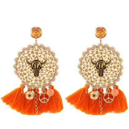 Vintage Bull Earrings Fashion Boho Oorbellen Tassel Long Earrings For Women - myfunfarm