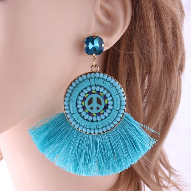 Vintage Bull Earrings Fashion Boho Oorbellen Tassel Long Earrings For Women