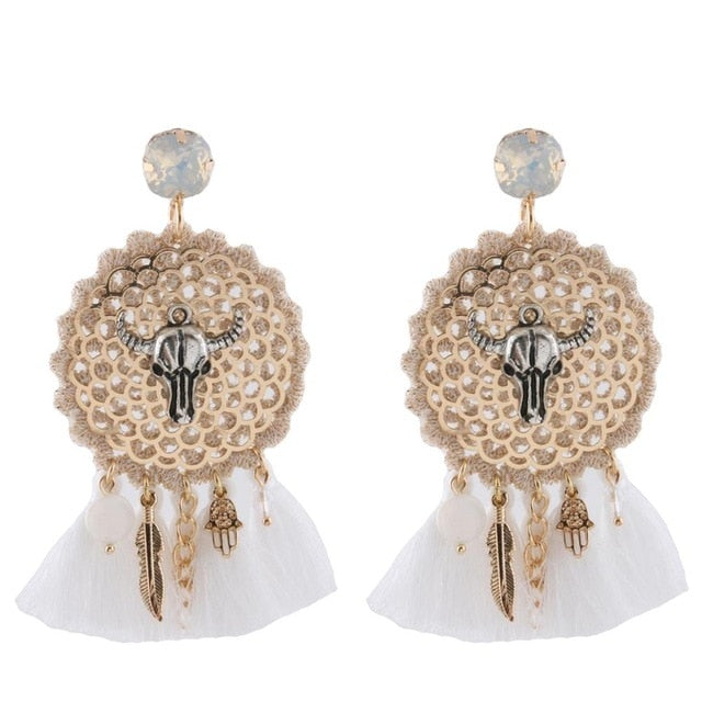 Vintage Bull Earrings Fashion Boho Oorbellen Tassel Long Earrings For Women - myfunfarm