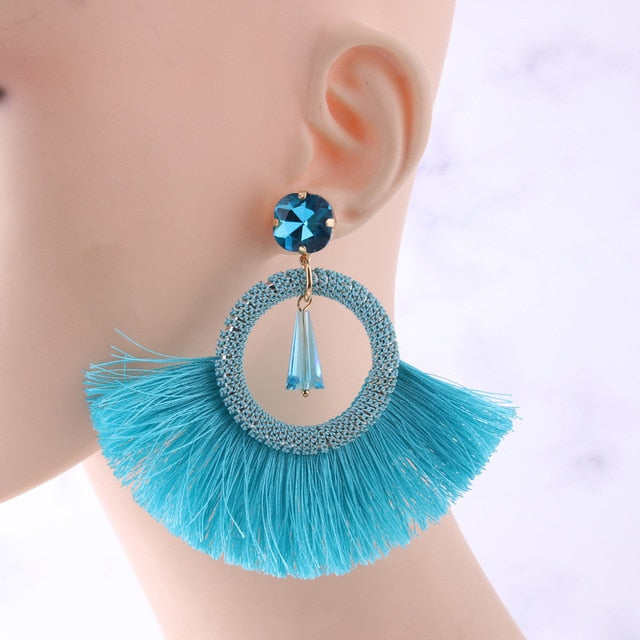 Vintage Bull Earrings Fashion Boho Oorbellen Tassel Long Earrings For Women