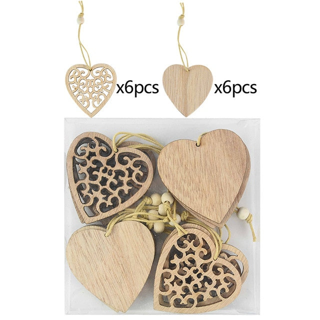 12pcs/box Christmas Wooden Hanging Ornaments Decorations For Home - myfunfarm