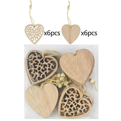 12pcs/box Christmas Wooden Hanging Ornaments Decorations For Home - myfunfarm