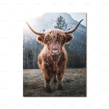 Highland Cow Wall Art canvas print - myfunfarm
