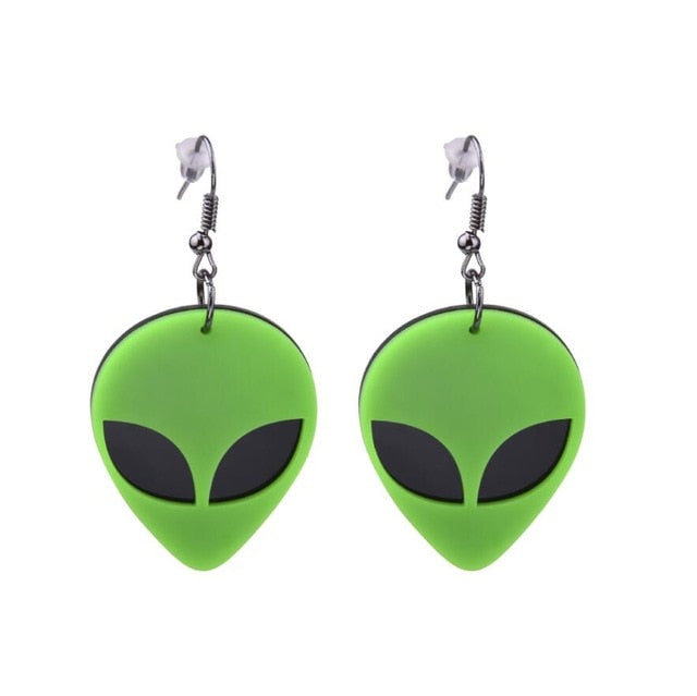 Earrings Fashion Funny Cute Alien UFO Cow Abduction - myfunfarm
