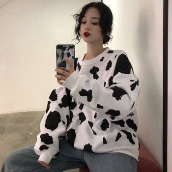Sweatshirts Cow pattern Printed Fashion Women Casual - myfunfarm