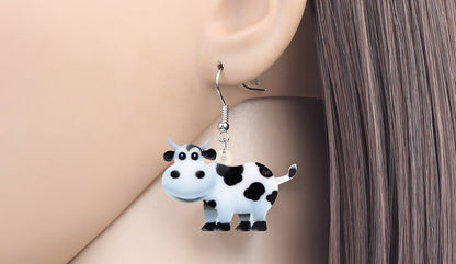 Acrylic Dairy Cattle Cow Earrings jewelry For Women Girls Teens Kids - Gift Accessories - myfunfarm