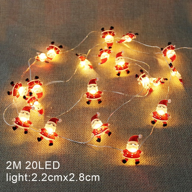 Santa Claus Christmas Tree LED String Lights Garland Snowflakes Christmas Decoration for Home - myfunfarm
