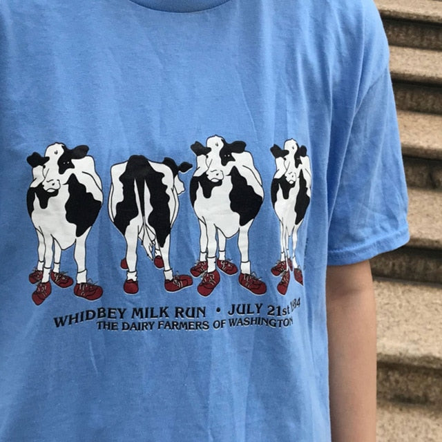 Cute Men Women Shirt Graphic Cow Tees Vintage Farmers Funny T shirt Hipster - myfunfarm