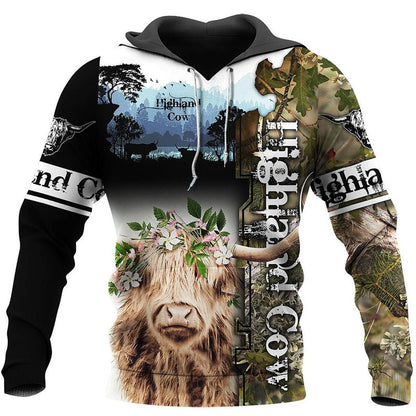 Highland Cow 3D Printed Hoodies Unisex Casual Sweatshirt - myfunfarm