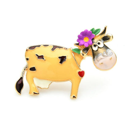 Colorful Enamel Pin Brooch Cow Jewelry For Coat Sweater - myfunfarm