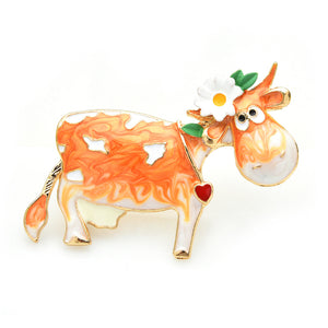Colorful Enamel Pin Brooch Cow Jewelry For Coat Sweater