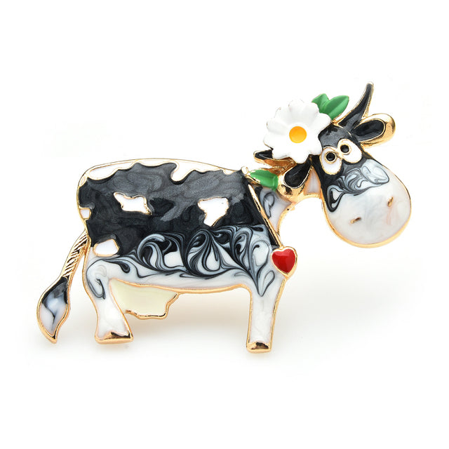 Colorful Enamel Pin Brooch Cow Jewelry For Coat Sweater