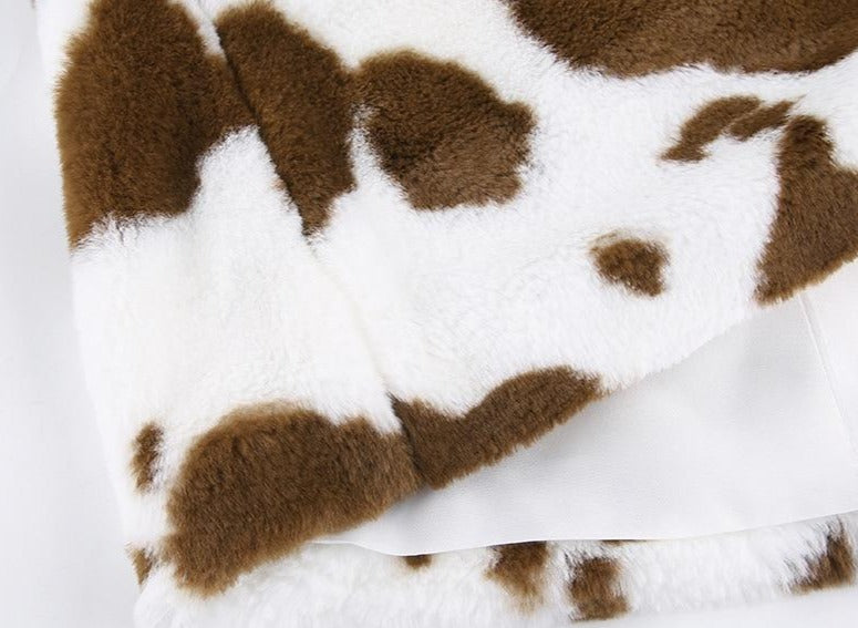 Cow Pattern  Brown Coats Streetwear Women Warm Winter - myfunfarm