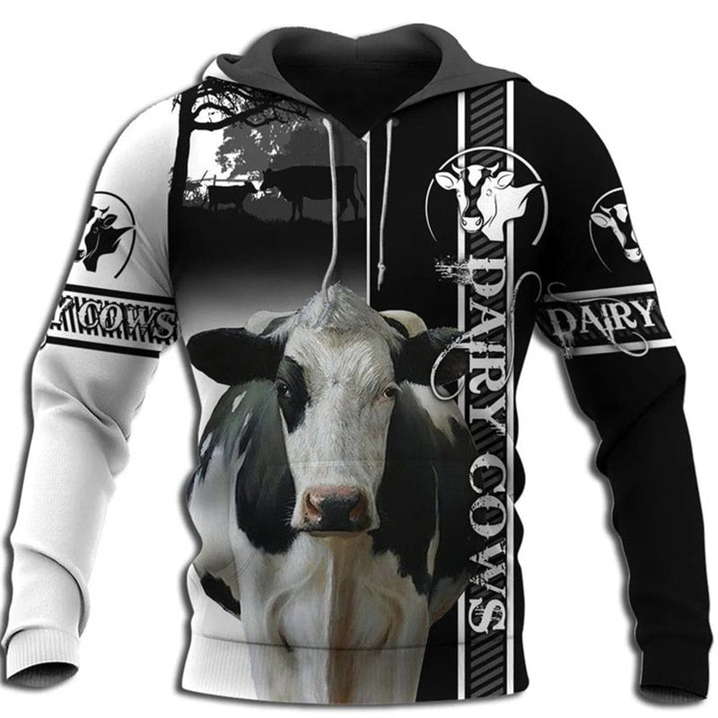 Dairy Cow 3D Print Unisex Hoodie, Sweatshirts - myfunfarm