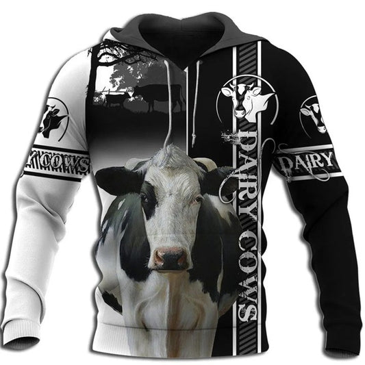 Dairy Cow 3D Print Unisex Hoodie, Sweatshirts - myfunfarm