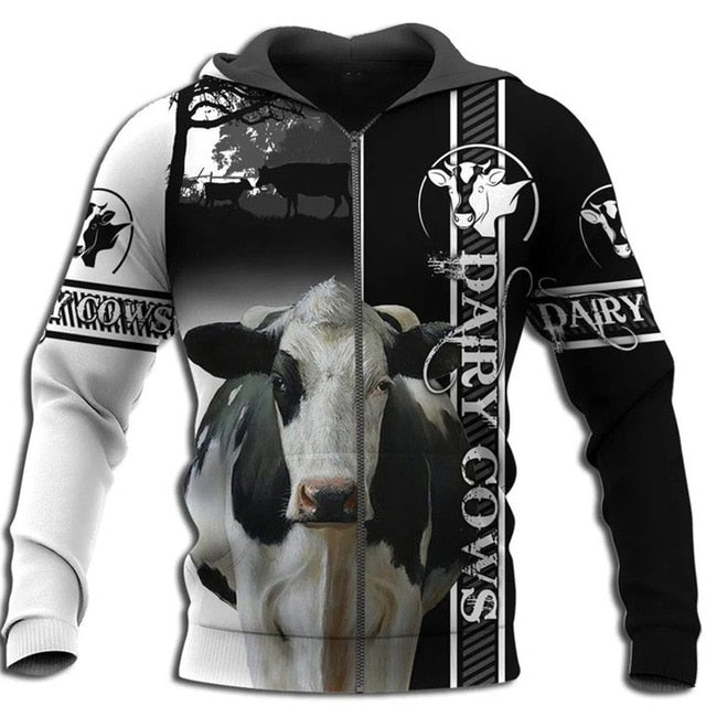 Dairy Cow 3D Print Unisex Hoodie, Sweatshirts - myfunfarm