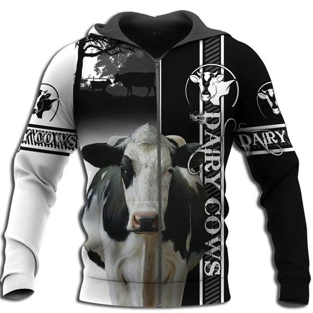 Dairy Cow 3D Print Unisex Hoodie, Sweatshirts