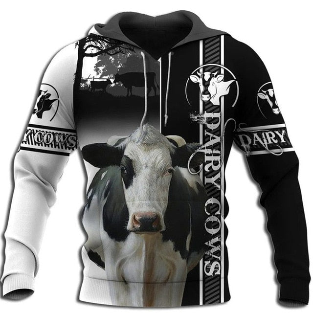 Dairy Cow 3D Print Unisex Hoodie, Sweatshirts - myfunfarm