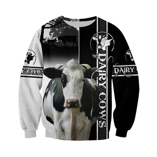 Dairy Cow 3D Print Unisex Hoodie, Sweatshirts - myfunfarm