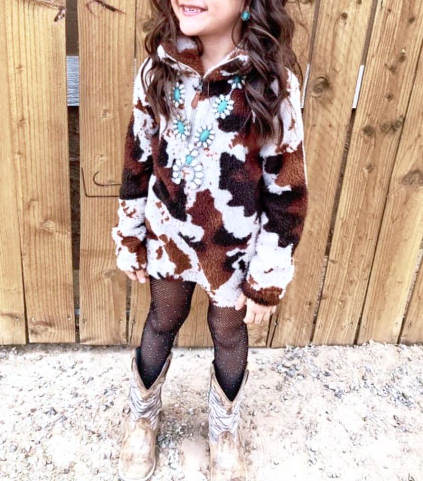 Mommy&Baby Cow pattern Sherpa Pullover Christmas gift. - myfunfarm