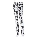 Cow Print Zipper Velvet Women Stacked Pants High Waist Fashion Street Style Slim