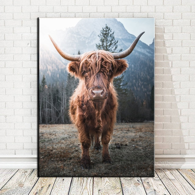 Highland Cow Wall Art Canvas Prints - myfunfarm