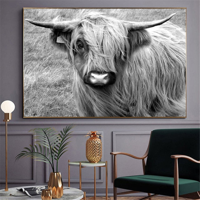 Highland Cow Wall Art Canvas Prints - myfunfarm